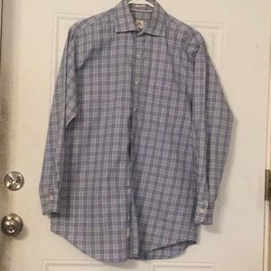 Peter Millar Blue Plaid Collar Shirt